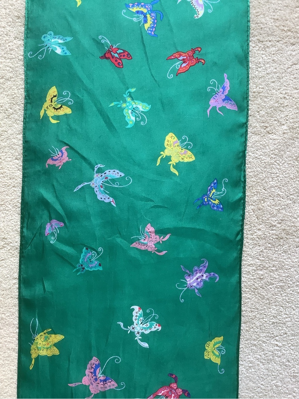 Smithsonian Institution Reproduction Green Butterfly Print Silk Scarf - Picture 8 of 13